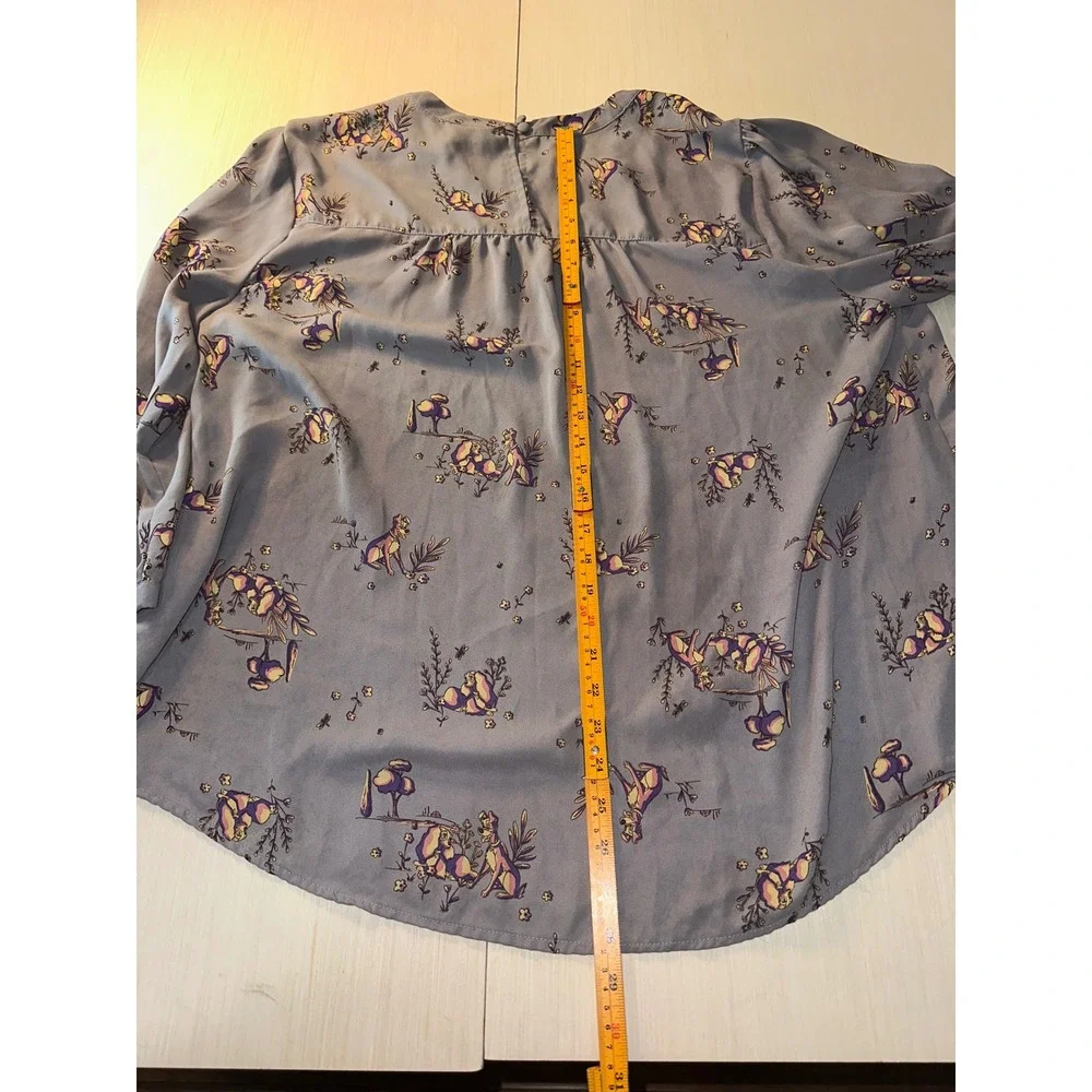 Disney Lady and the Tramp Grey Floral Print Blouse Plus Size 3 3XL 3/4 Sleeve
